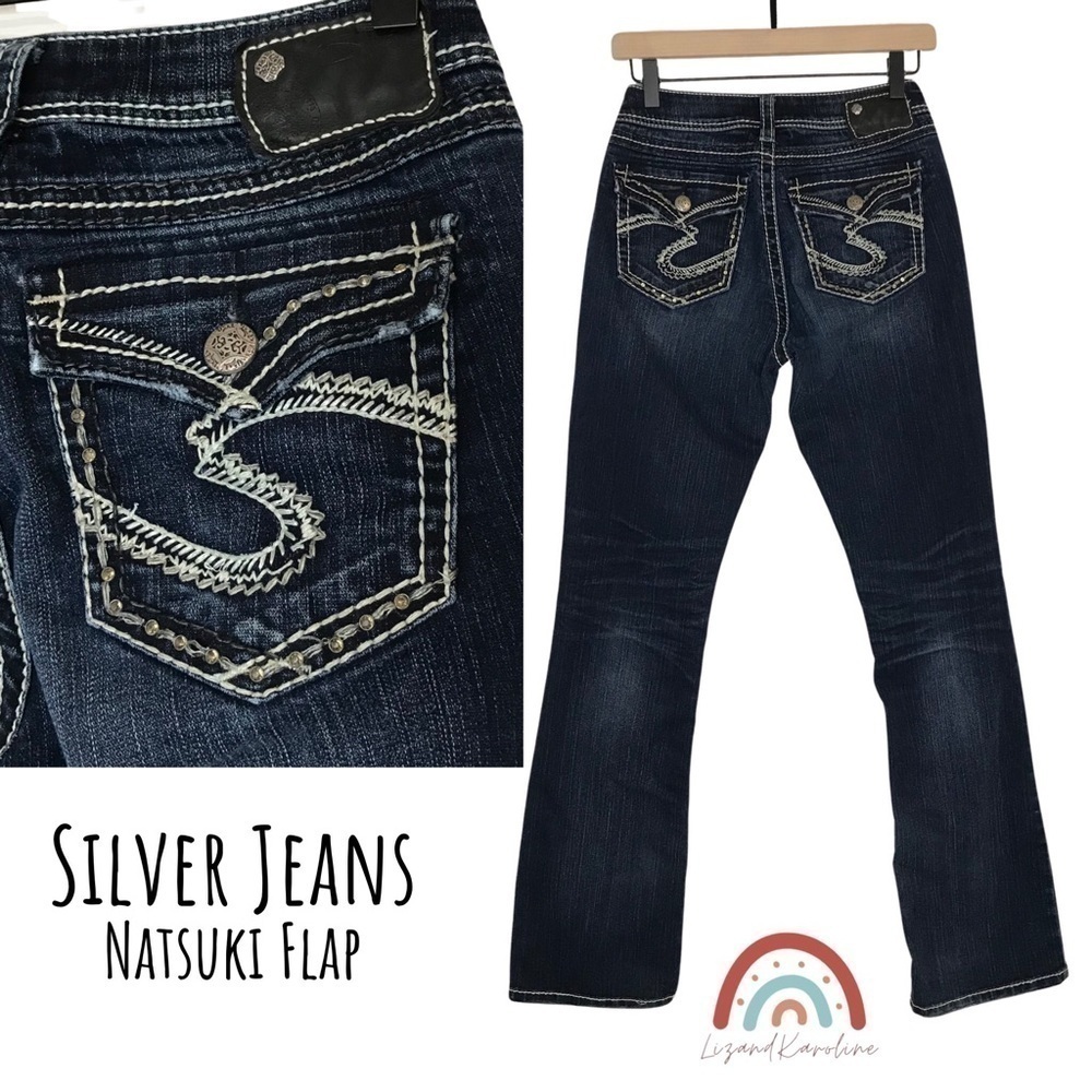 Silver Natsuki Flap Boot Cut Flare Low Rise Stretch Jeans L9543356R